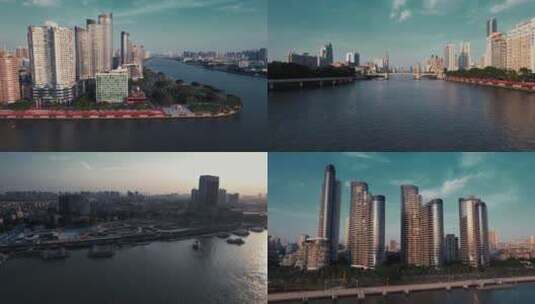 广州洲头咀附近多镜头航拍高清在线视频素材下载
