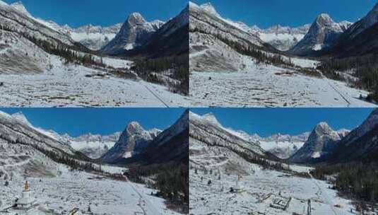 航拍阿坝四姑娘山双桥沟阿妣峰牛心山雪山高清在线视频素材下载