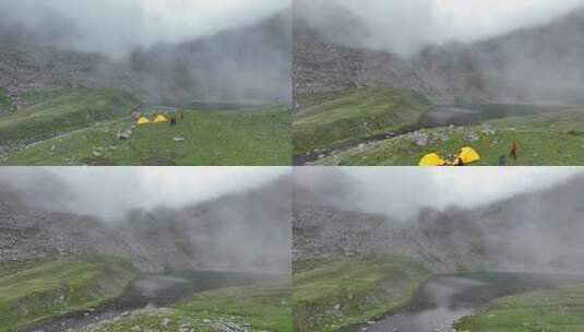 航拍阿坝岷山山脉四根香峰雪山云海高原风光高清在线视频素材下载