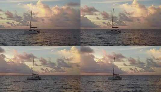 海洋中的帆船高清在线视频素材下载