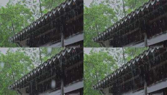 雨天下雨古建筑屋檐雨滴古风意境高清在线视频素材下载