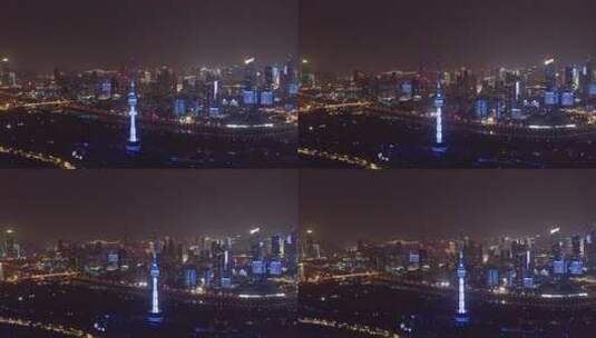 航拍武汉夜景高清在线视频素材下载