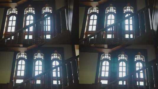 民国时期建筑内部楼梯 窗户高清在线视频素材下载