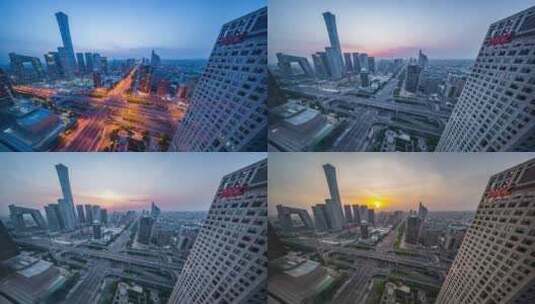 北京国贸桥日出延时摄影超广角4K60高清在线视频素材下载