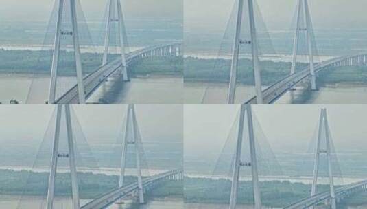 武汉青山大桥长焦环绕上摇镜头高清在线视频素材下载