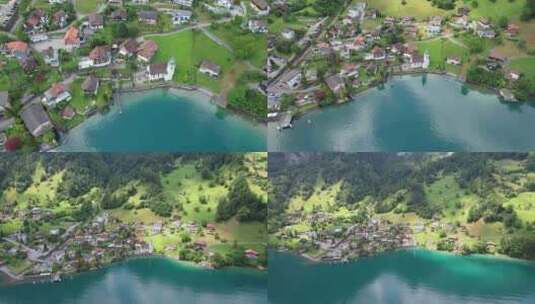 波恩湖边的一个小村庄瑞士俯瞰高清在线视频素材下载