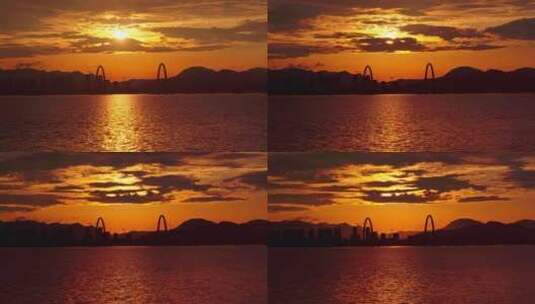 杭州之江大桥夕阳西下延时摄影2高清在线视频素材下载