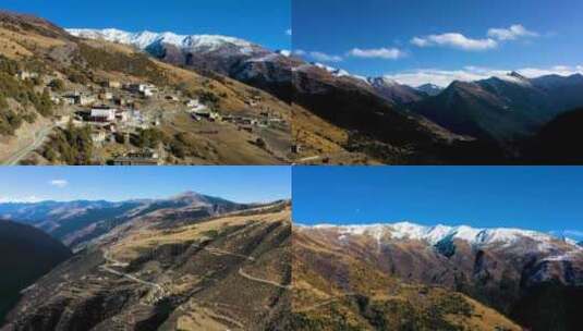 西藏高海拔古寺雪山航拍4K高清在线视频素材下载