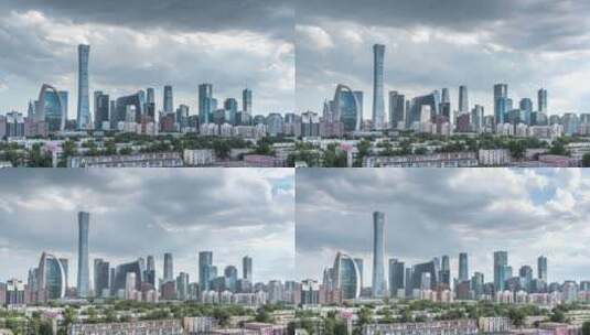 北京建筑群市中心CBD阴雨天气高清在线视频素材下载