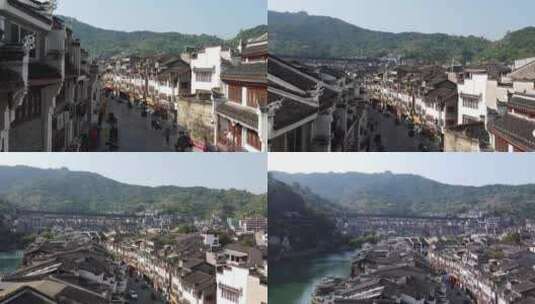贵州航拍镇远古镇中式小城慢生活街道场景高清在线视频素材下载