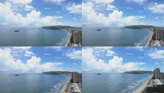 4K广东惠州双月湾外海沙滩小岛自然风光航拍高清在线视频素材下载