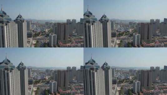 山东烟台城市建设高楼大厦航拍高清在线视频素材下载