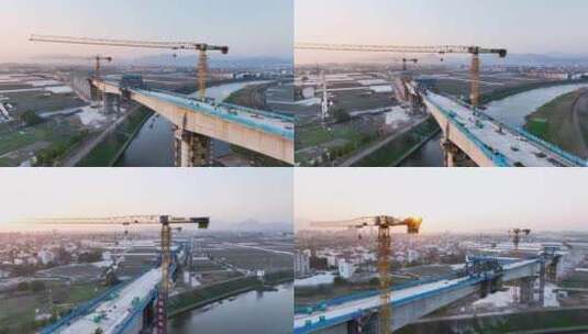 高架桥高速公路施工现场航拍高清在线视频素材下载