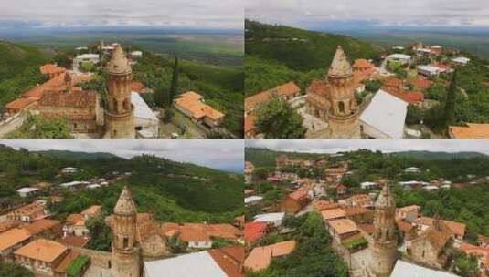 旅游景点Sighnaghi镇圣乔治教堂的古钟楼景观高清在线视频素材下载