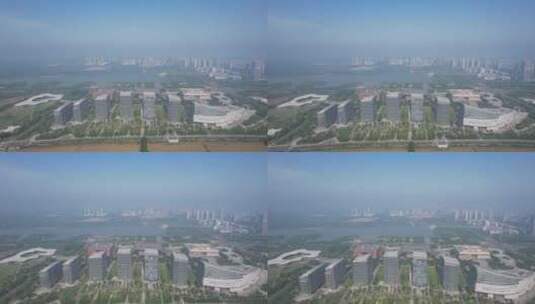 山东济宁城市风光文化中心航拍高清在线视频素材下载