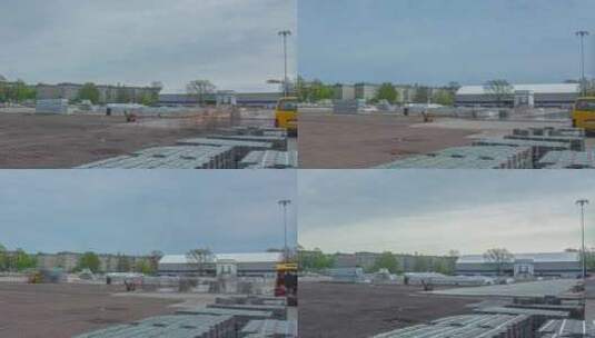 日间游乐场建筑工地沥青停车场延时拍摄高清在线视频素材下载