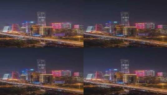 北京国贸CBD节日夜景灯光与车流延时高清在线视频素材下载