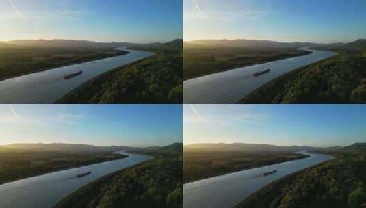 4k航拍夕阳下的罗尼河高清在线视频素材下载