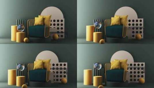 家具3d动画创意三维循环视频高清在线视频素材下载