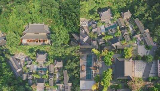 广西柳州灵泉寺寺院房屋楼阁航拍高清在线视频素材下载