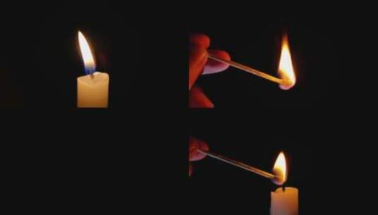 火柴 蜡烛 打火机 点燃蜡烛高清在线视频素材下载
