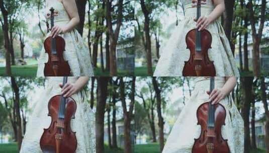 女孩子演奏拉小提琴高清在线视频素材下载