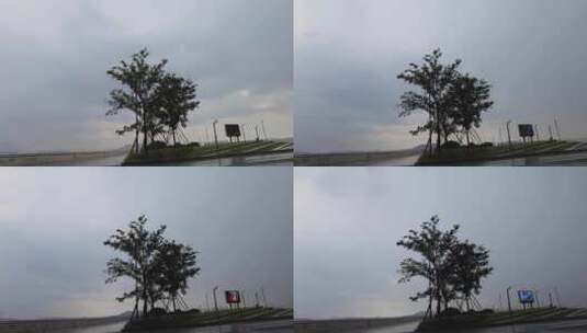杭州钱塘江沿江乌云密布下暴雨延时摄影高清在线视频素材下载
