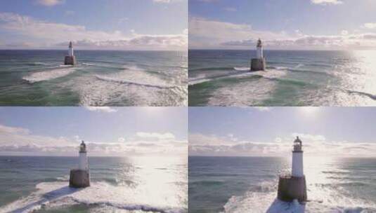 大海里的灯塔高清在线视频素材下载