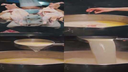 厨师放材料熬汤 慢镜头高清在线视频素材下载