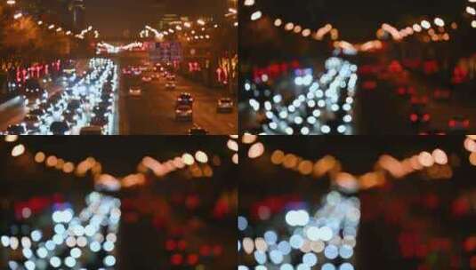 北京CBD城市夜景国贸桥节日夜景车流高清在线视频素材下载