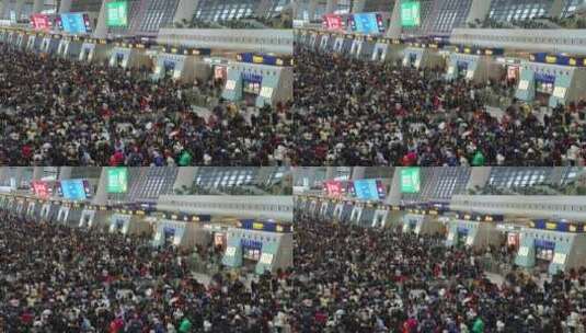 杭州东站春运海量人流延时摄影高清在线视频素材下载