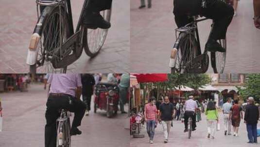 喀什古城永久自行车高清在线视频素材下载