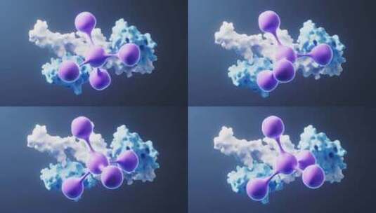 分子与蛋白质生物科技概念3D渲染高清在线视频素材下载