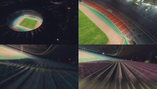 FPV穿越杭州亚运奥体中心体育场足球场高清在线视频素材下载