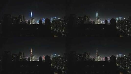 深圳福田夜景灯光秀航拍高清在线视频素材下载