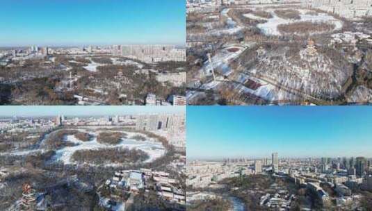 【合集】齐齐哈尔市龙沙公园航拍高清在线视频素材下载