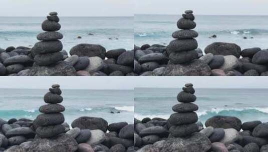 海边的平衡石塔高清在线视频素材下载