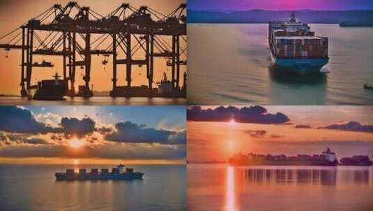 集装箱货轮国际贸易高清在线视频素材下载