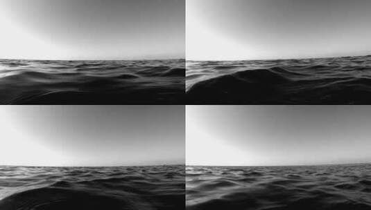 黑白大海海浪水浪高清在线视频素材下载