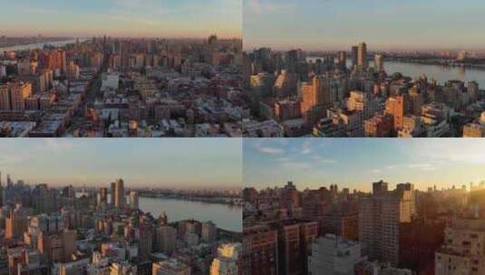 城市航拍纽约曼哈顿上西区摩天大楼天际线高清在线视频素材下载