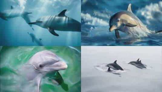 海豚游泳跳跃4K高清在线视频素材下载