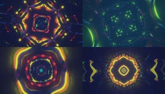 伴随着炫目的多色霓虹灯，穿越科幻无限隧道高清在线视频素材下载
