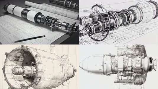 航天航空器设计图纸3K高清在线视频素材下载
