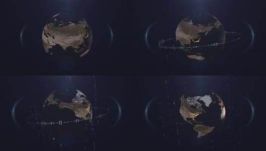 科技地球粒子数字蓝色背景片头片尾高清AE视频素材下载