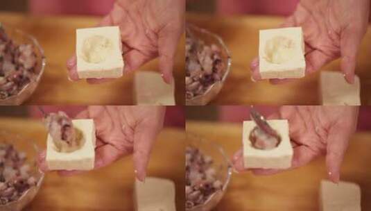 豆腐塞肉酿豆腐 (4)高清在线视频素材下载