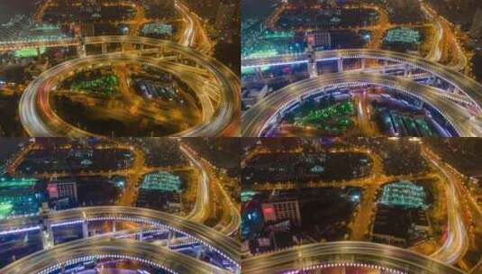 南浦大桥夜景4K延时航拍高清在线视频素材下载