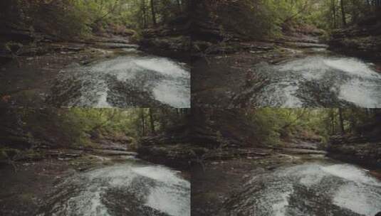流经岩石床的河流航拍高清在线视频素材下载