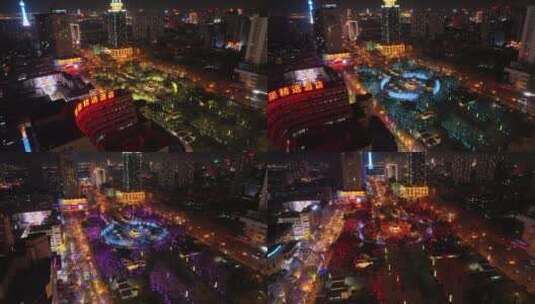 4k航拍洛阳周王城广场灯光秀表演视频高清在线视频素材下载