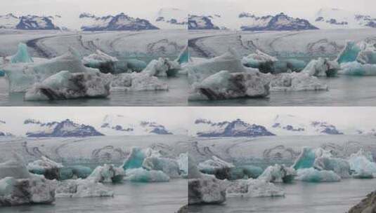 横跨冰岛巨大的冰川泻湖高清在线视频素材下载