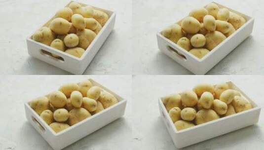 放在盒子中的干净的土豆高清在线视频素材下载